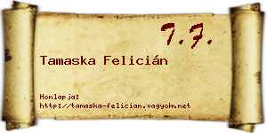 Tamaska Felicián névjegykártya